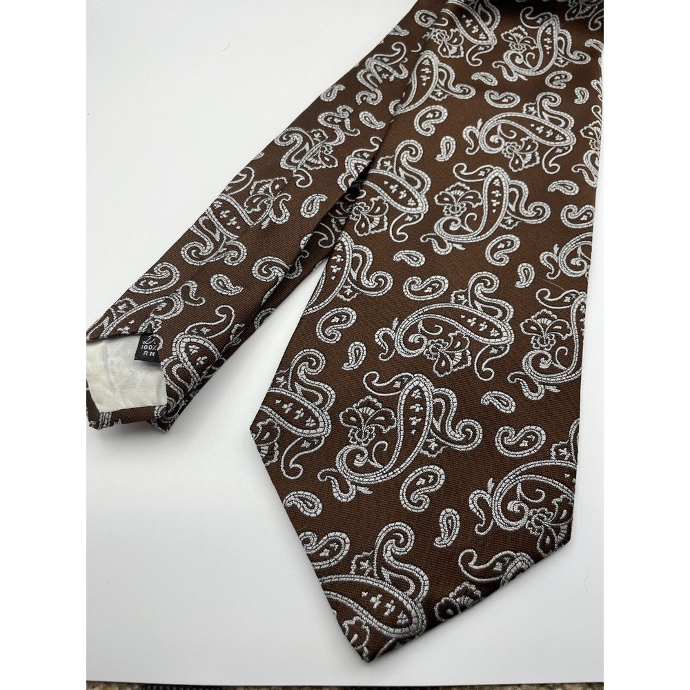 Daven Men Brown Paisley Silk Necktie Formal Business Accessory